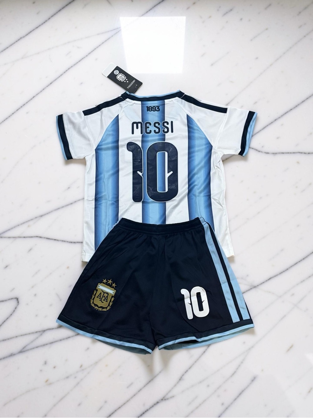 Kids Argentina Messi #10 Soccer Jersey + Shorts Set Youth Home Kit New